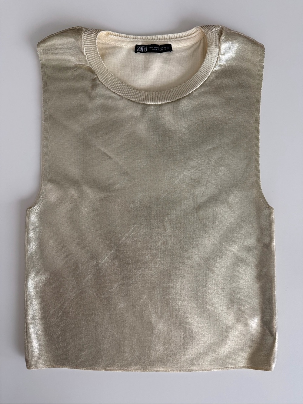 Zara Metallic Gold Sleeveless Knit Top